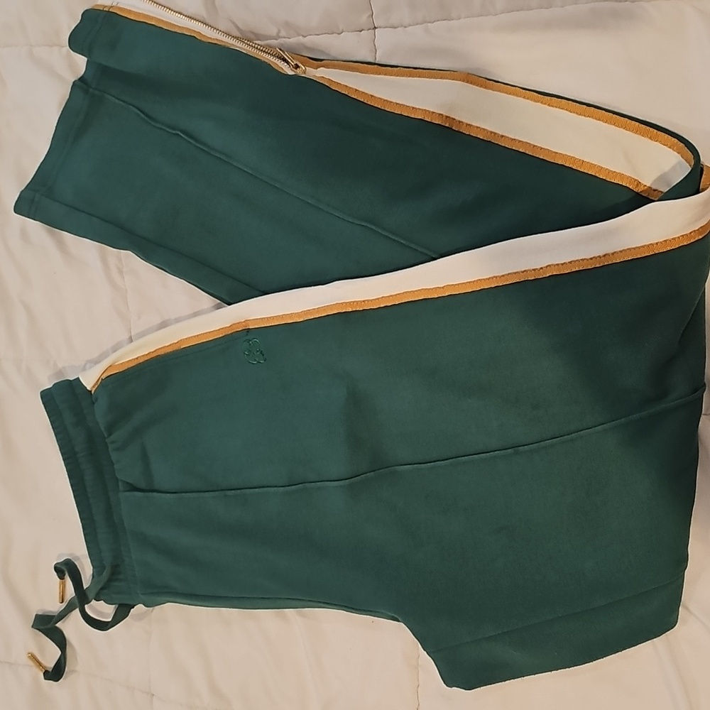 CARE TUCKER Jordan Interlock Cotton Stretch Green Ivy Pants Size Large